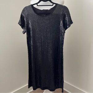Chan Luu Black Sequin Short Sleeve Dress Size Small